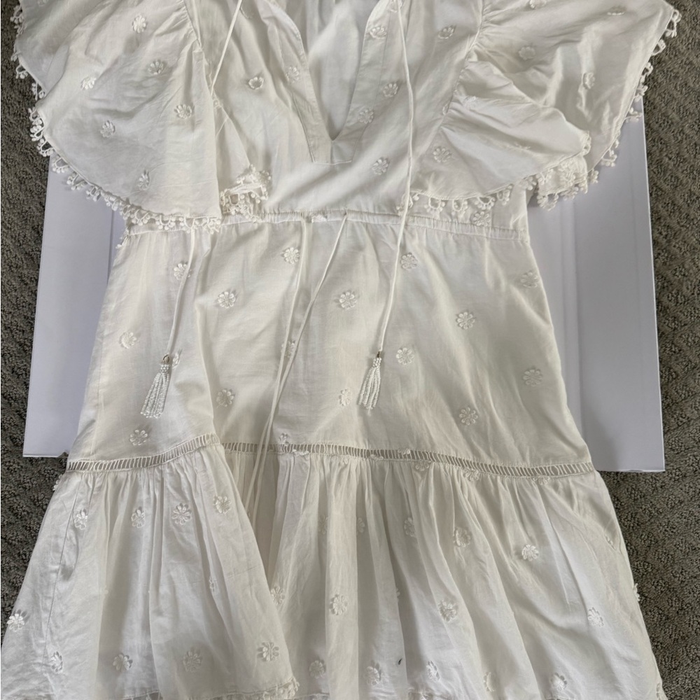 FARM Rio White Embroidered Mini Dress